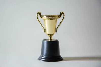 A gold trophy chalice