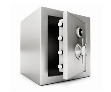 A silver safe that could contain precious metals.