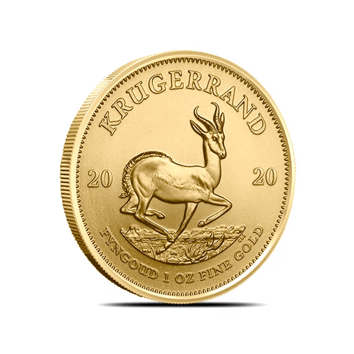 Gold krugerrand bullion displayed to buy