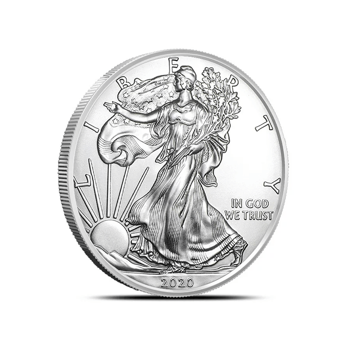silver coin bullion displayed to buy