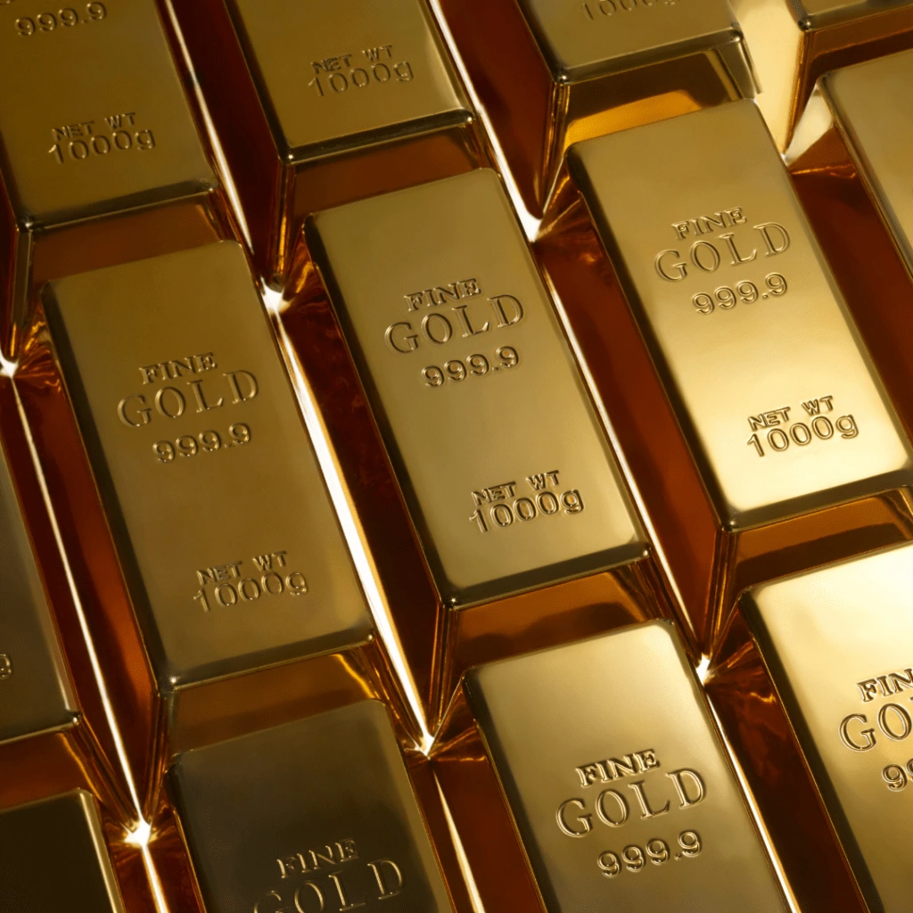 Gold bullion in a brick pattern