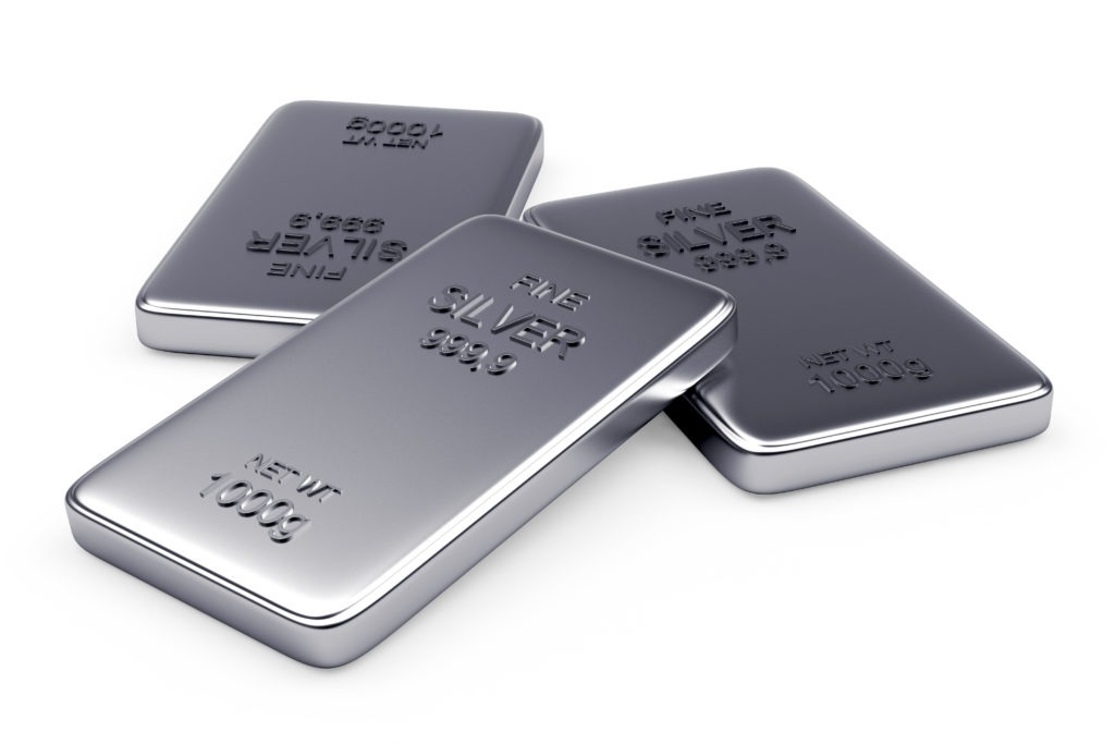 Silver bullion from a precious metals refinery.