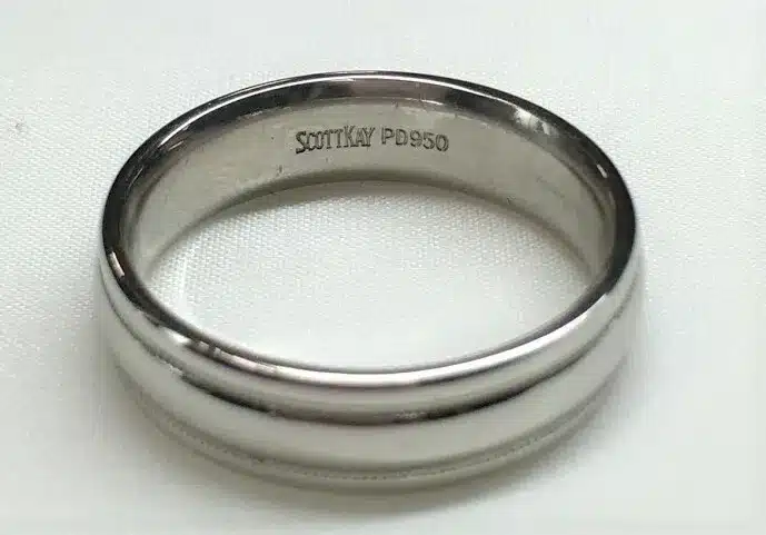 Palladium ring stamped with PD950