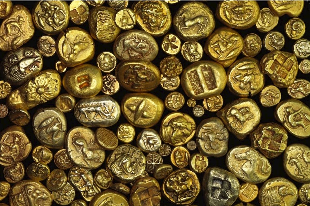 Green gold electrum ancient Greek coins