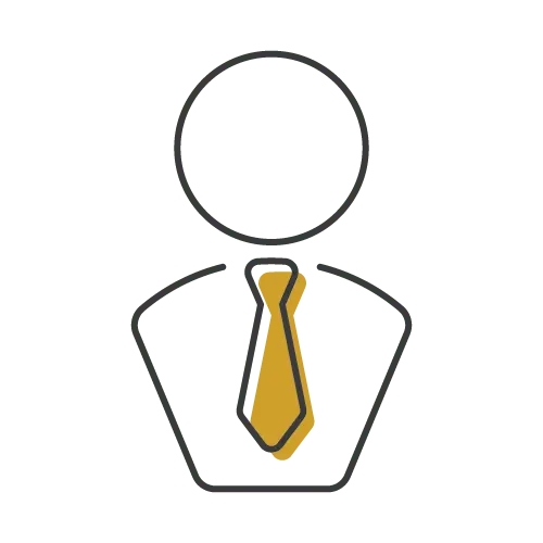 A sketch of person wearing a gold colored necktie