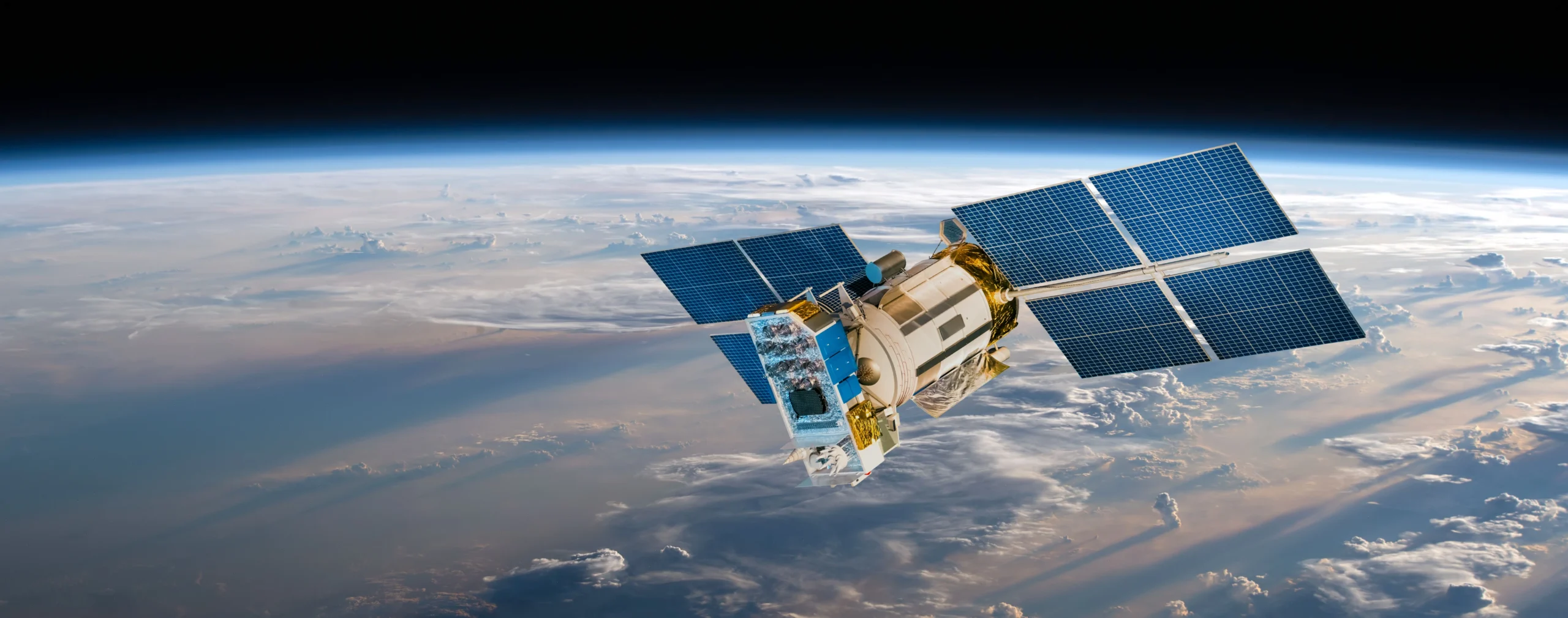Space satellite orbiting the earth.