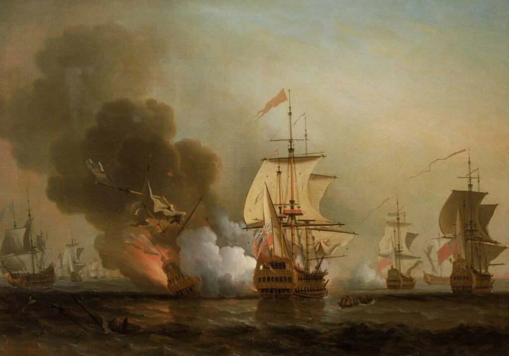 Samuel Scott Wager's Action off Cartagena, 28 May 1708, High quality hand painted oil painting reproduction
