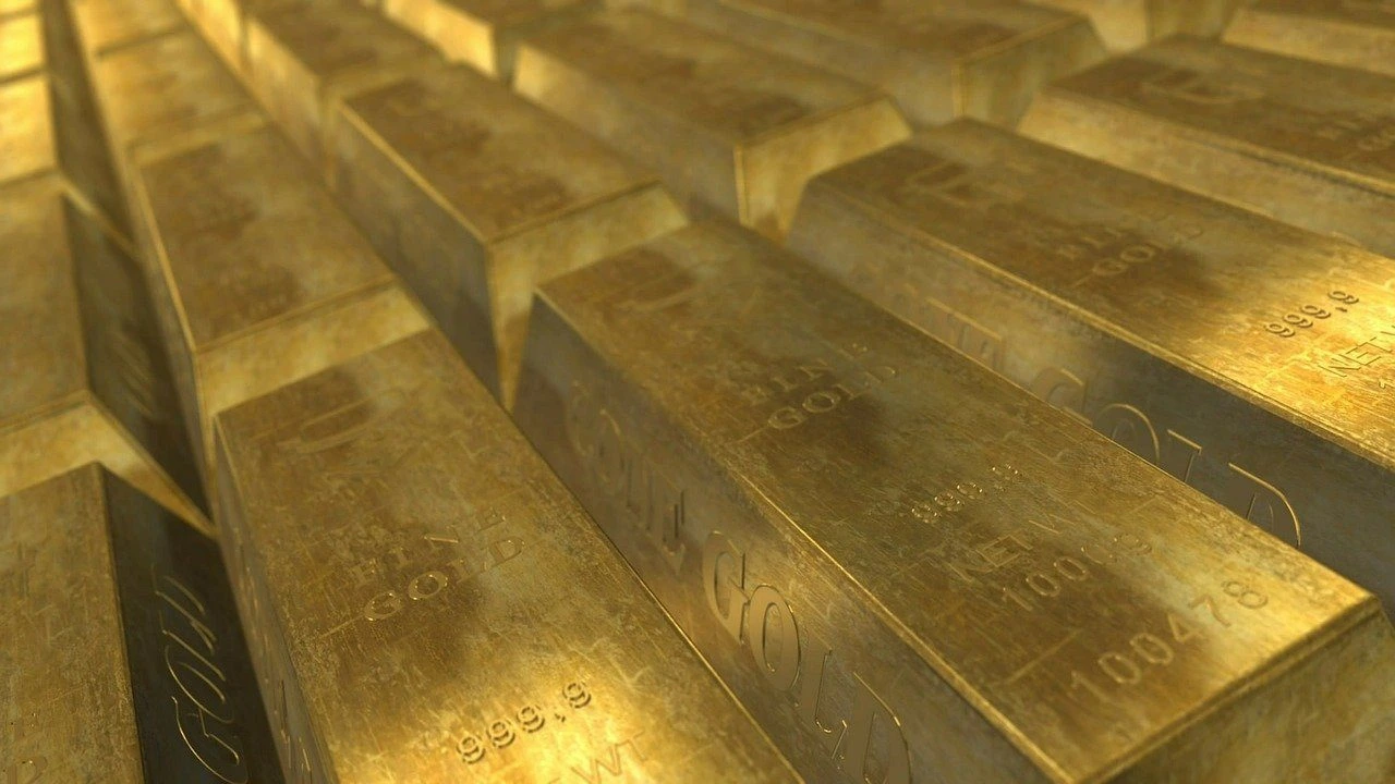 Gold bars in abstract